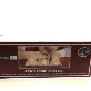 Sophia Elan 4 Piece Candle Set 3 Candle Holders With Mirrored Tray New I…